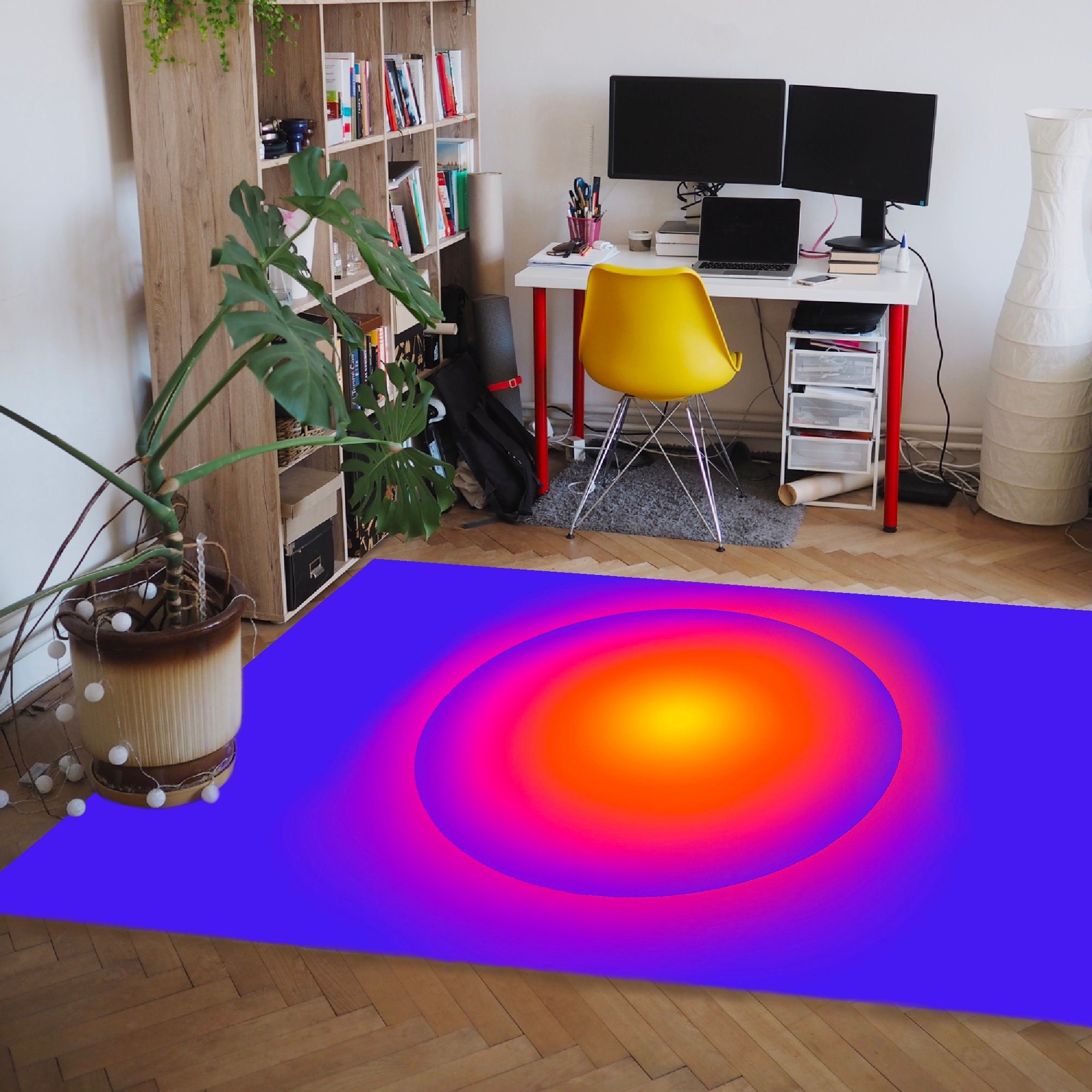Customizable Gradient Indigo Blue Vortex Illusion Rug for Living Room or Bedroom with Personalized Touch - Image 2