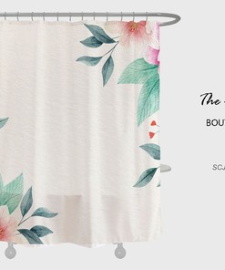 Customizable Minimalist Flowers Shower Curtain, Minimalist Waterproof Washable Bath Curtain