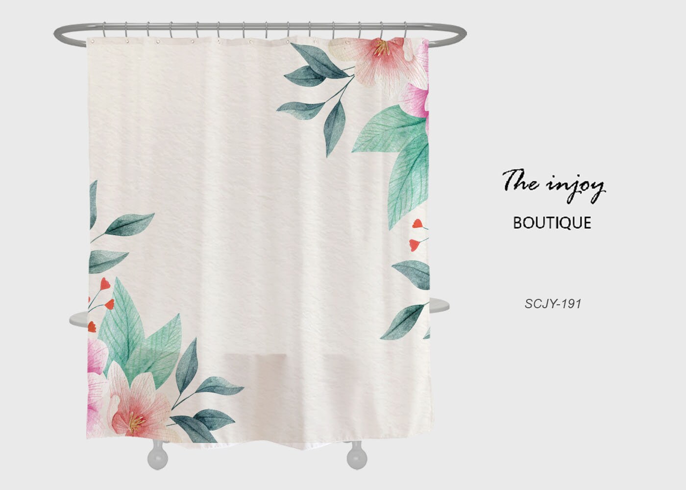 Customizable Minimalist Flowers Shower Curtain, Minimalist Waterproof Washable Bath Curtain