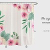Customizable Pink Flowers Shower Curtain, Minimalist Plant Floral Bathroom Waterproof Washable Bath Curtain and Hooks