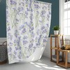 Customizable Purple Flowers Watercolor Shower Curtain, Botanical Garden Cute Floral with Fabric Bathroom Curtain Mat