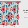 Customizable Red Flower Shower Curtain for Bathroom, Floral Plant Home Decor Curtain and Hooks