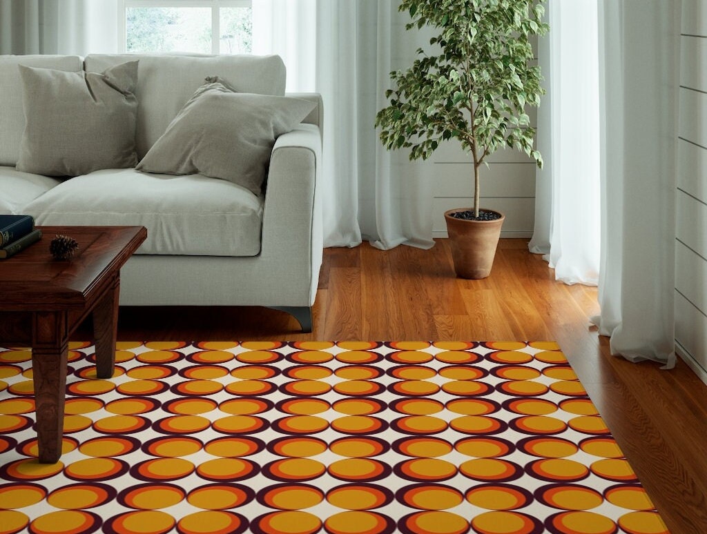 Customizable Retro Groovy Vortex Area Rug with Personalized Name or Sentence for Bedroom or Living Room