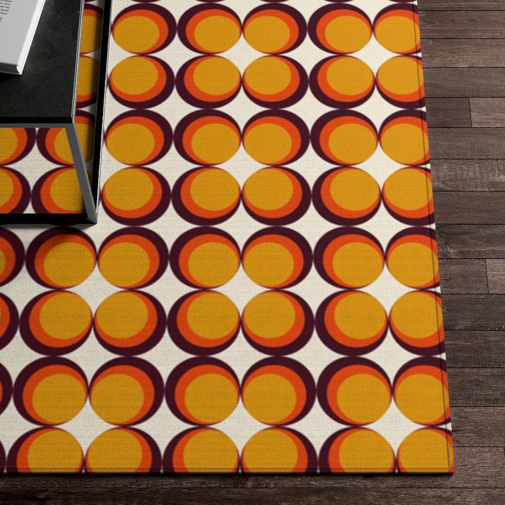 Customizable Retro Groovy Vortex Area Rug with Personalized Name or Sentence for Bedroom or Living Room - Image 2