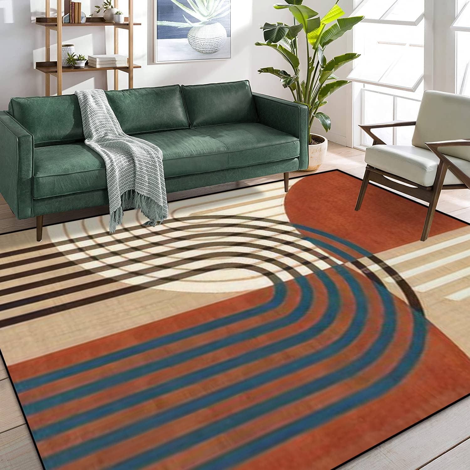 Customizable Square Rug with Retro Collage Prints, Boho Area Rugs for Home Decor - Image 2