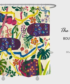 Customizable Waterproof Shower Curtain with Colorful Forest Flowers
