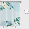Customizable White Flowers Shower Curtain for Bathroom, Blue Floral Plant Decor with Waterproof Washable Bath Curtain