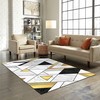 Customizable Yellow Black White Marble Texture Area Rug with Irregular Geometry Triangle