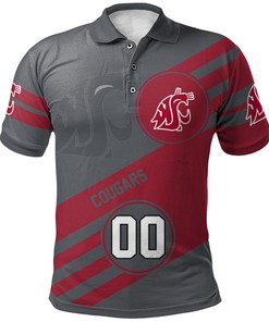 Customize Your Look with the NCAA Washington State Cougars Red and Grey Polo Shirt with Your Own Number