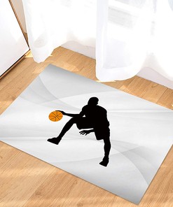 Customized Basketball Player Silhouette Area Rug for Boys' Room and Living Room Decoration