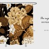 Customized Gold Flowers Shower Curtain, Waterproof & Washable with 12 Hooks for Floral Blossom