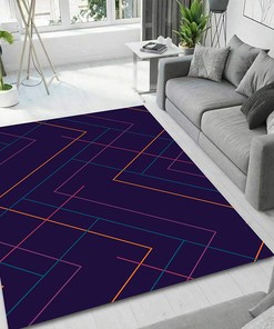 Customized Line Vortex Design Living Room Rug - Vibrant Modern Digital Art Popular Floor Rug
