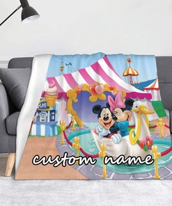Customized Name Blanket with Disney Mickey and Minnie Mouse Print