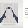 Customized Sizes Kids Penguin Shower Curtain | Cute Cartoon Curtain | High Quality Polyester | Bathroom Decor + Quotes