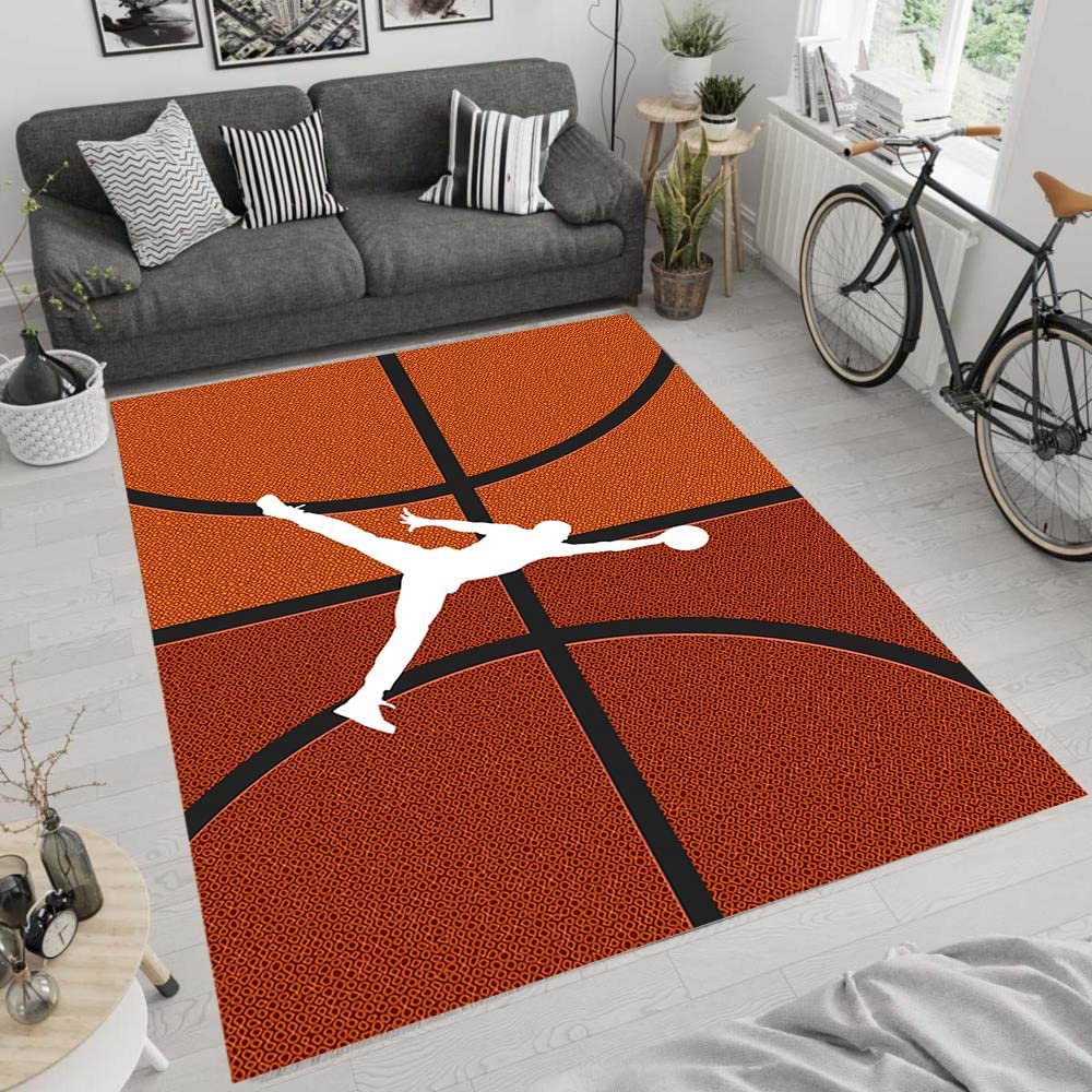 Customized Sports Basketball Rug for Living Room, Bedroom, and Kids Room Decor - Modern Carpets for Home Decor