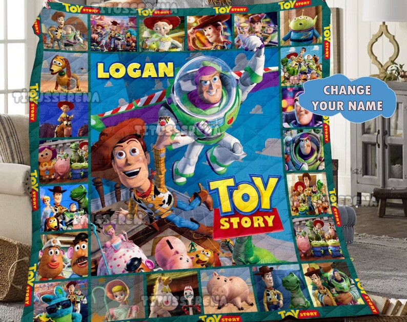 Customized Toy Story Sherpa Blanket with Baby's Name and Adorable Cartoon Characters - Image 2