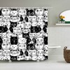 Cute Black and White Cat Shower Curtain, Pet Animal Fabric Bathroom Decor, Housewarming Gift Idea