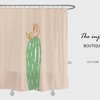Cute Cactus Shower Curtain, Green Plants Extra Thick Curtains with Hooks, Customizable Size
