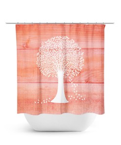 Cute Coral Orange Shower Curtain for Country Farmhouse Bathroom Decor