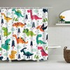 Cute Dinosaur Shower Curtain | Colorful Fun Fabric | Home Bathroom Decor | Kid Theme | House Warming Gift