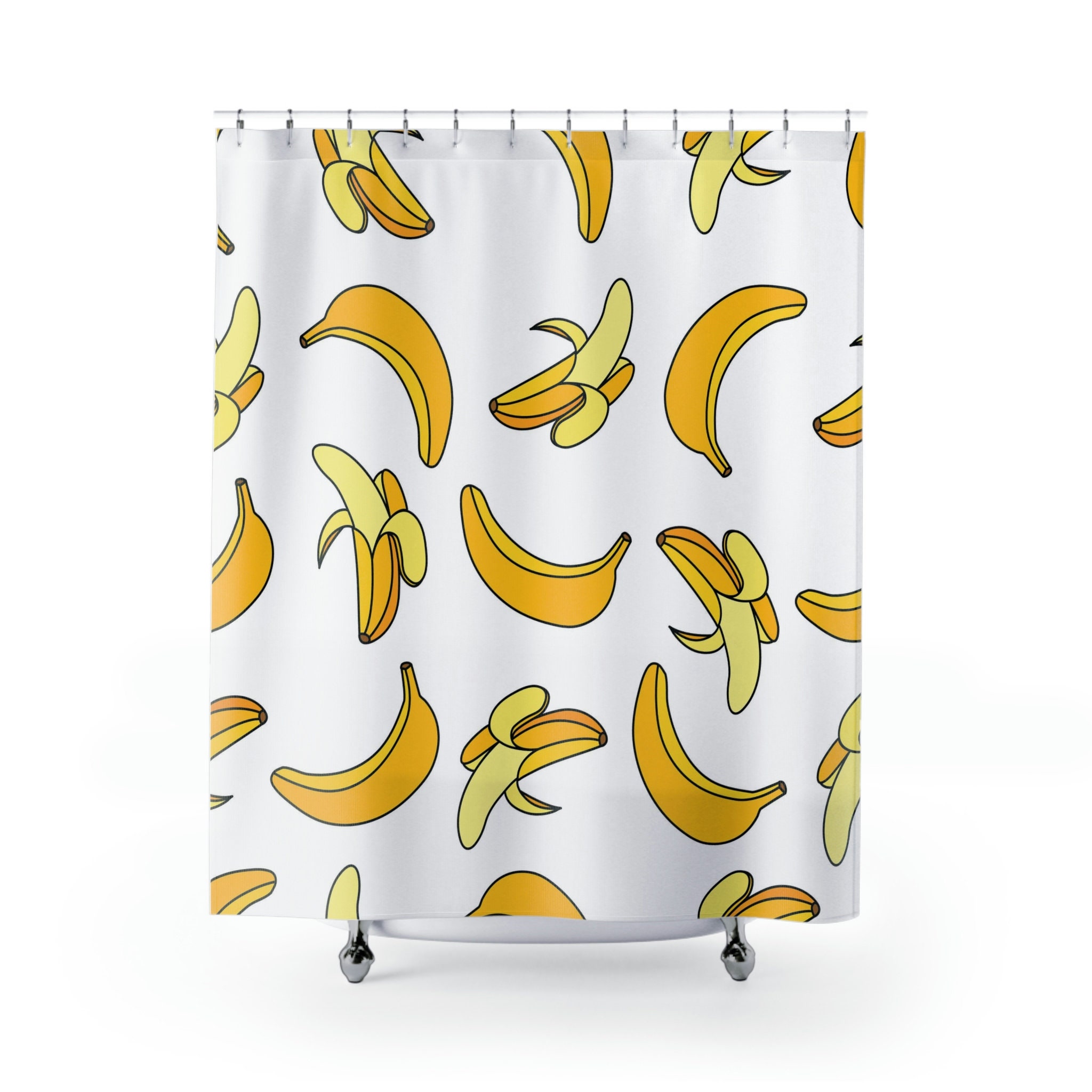 Cute Pop Art Banana Shower Curtain | Bathroom Accessories Decor | Kids Fruit Theme Curtain | Customized Sizes + Quotes - Image 2