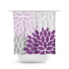 Cute Purple Kids Bathroom Shower Curtain, Extra Long Fun Floral Bath Decor for Purple and Gray Modern Bathroom