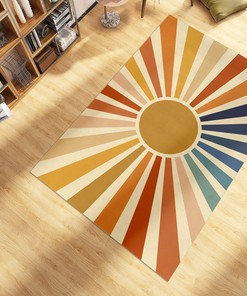 Cute Rainbow Groovy Retro Trippy Rug with Non-Slip Floor Mat for Stylish Home Decor