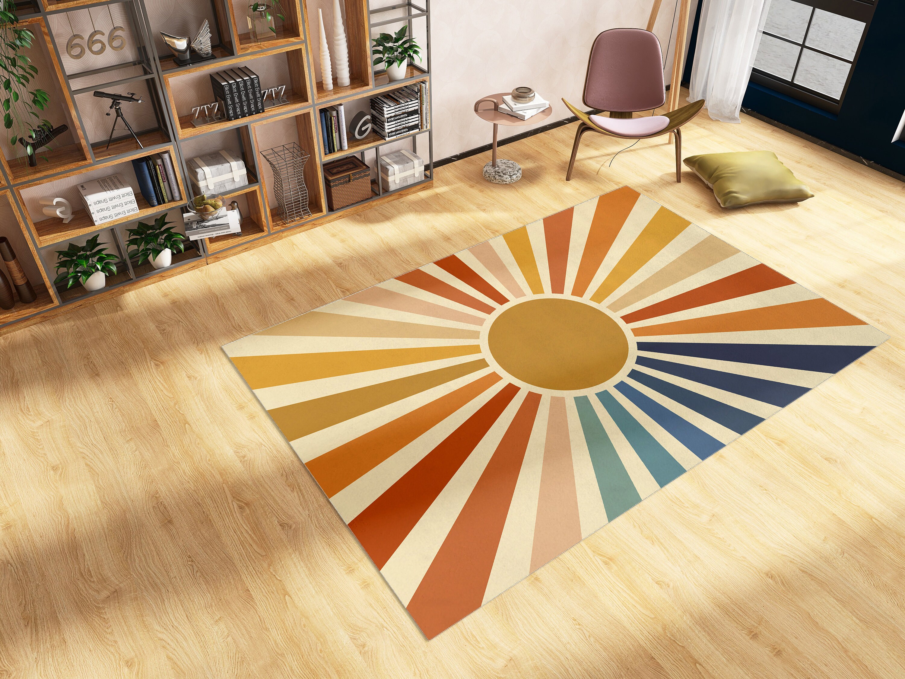 Cute Rainbow Groovy Retro Trippy Rug with Non-Slip Floor Mat for Stylish Home Decor - Image 4