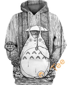 Cute Totoro in Rain 3D Hoodie for Kids and Adults