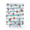 Cute Tropical Hawaiian Boho Shower Curtain, Coastal Theme Bathroom Decor , Beach Print Shower Curtain