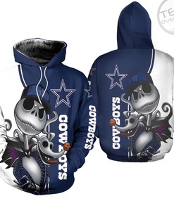 Dallas Cowboys 3D Hoodie with Jack Skellington and Zero Print