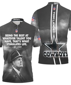 Dallas Cowboys 3D Polo Shirt with Tom Landry Quote for NFL Enthusiasts