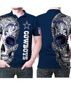 Dallas Cowboys National Football League Logo Team Skull 3D Printed Polo Shirt for Football Fans