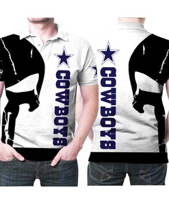 Dallas Cowboys Punisher Skull 3D Designed Polo Shirt for Football Enthusiasts
