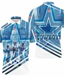 Dallas Cowboys Triplets Emmitt Smith 22 Troy Aikman 8 Michael Irvin 88 3D All Over Print Polo Shirt for Football Lovers