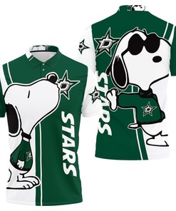 Dallas Stars Snoopy 3D Printed Polo Shirt All Over Print Shirt for NHL Lovers
