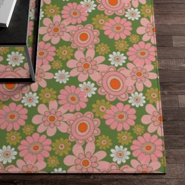 Danish Pastel Room Decor - Personalized 1970s Style Area Rug with Vintage 70s Feel - Image 2