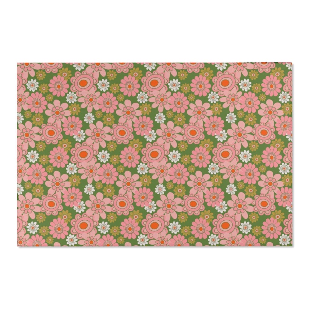 Danish Pastel Room Decor - Personalized 1970s Style Area Rug with Vintage 70s Feel - Image 3