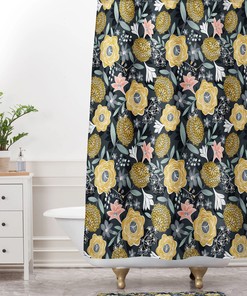 Dark Floral Fabric Boho Shower Curtain, Adds a Touch of Mystery to Your Bathroom Decor,  Bath Curtain with Floral Print