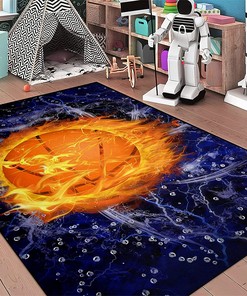 Dark Purple Universe Rectangle Indoor Mat Throw Carpet - Non Slip Soft Backing Absorbent Rug with a Space Theme