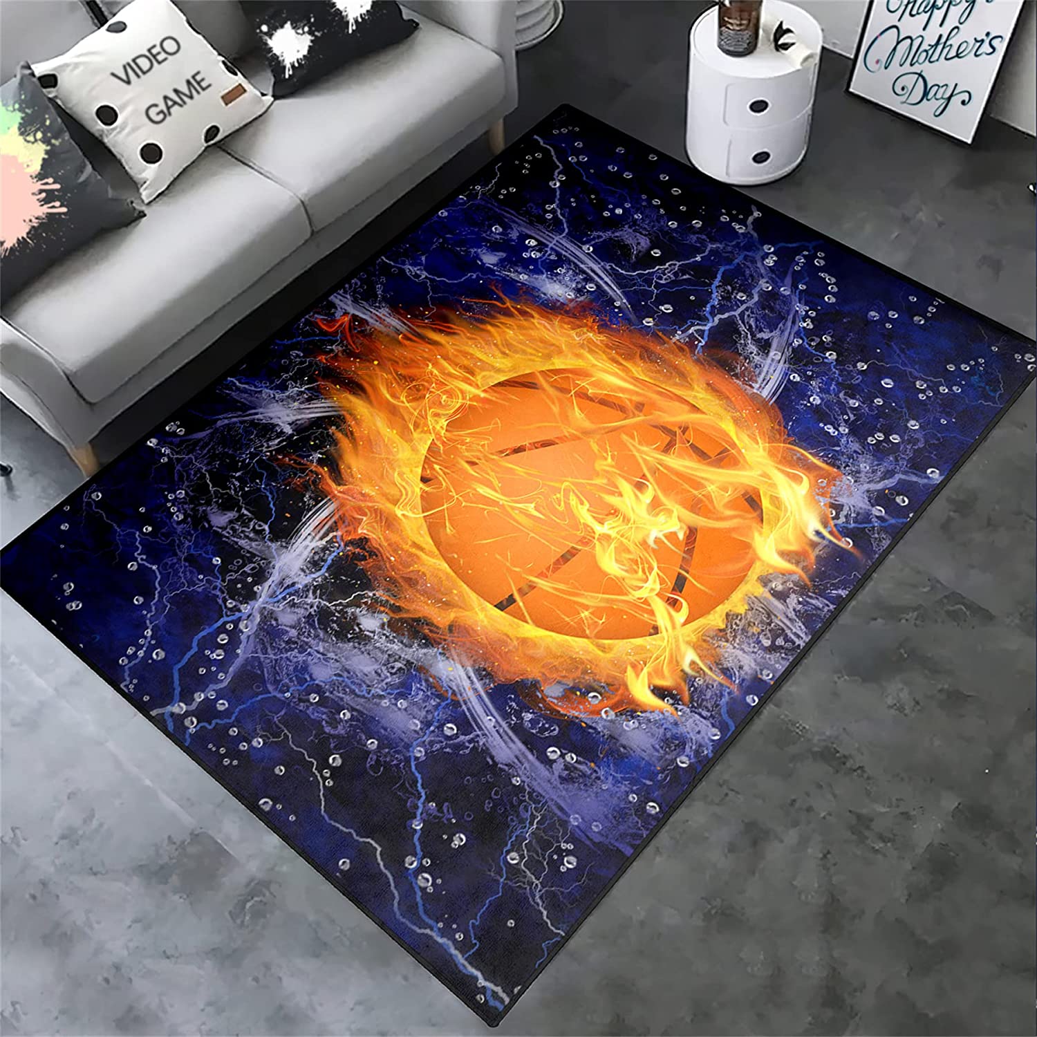 Dark Purple Universe Rectangle Indoor Mat Throw Carpet - Non Slip Soft Backing Absorbent Rug with a Space Theme - Image 2