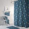 Dark Teal Floral Shower Curtain - Moody Bath Curtain with Optional Towels and Mat for Dark Bathroom Decor