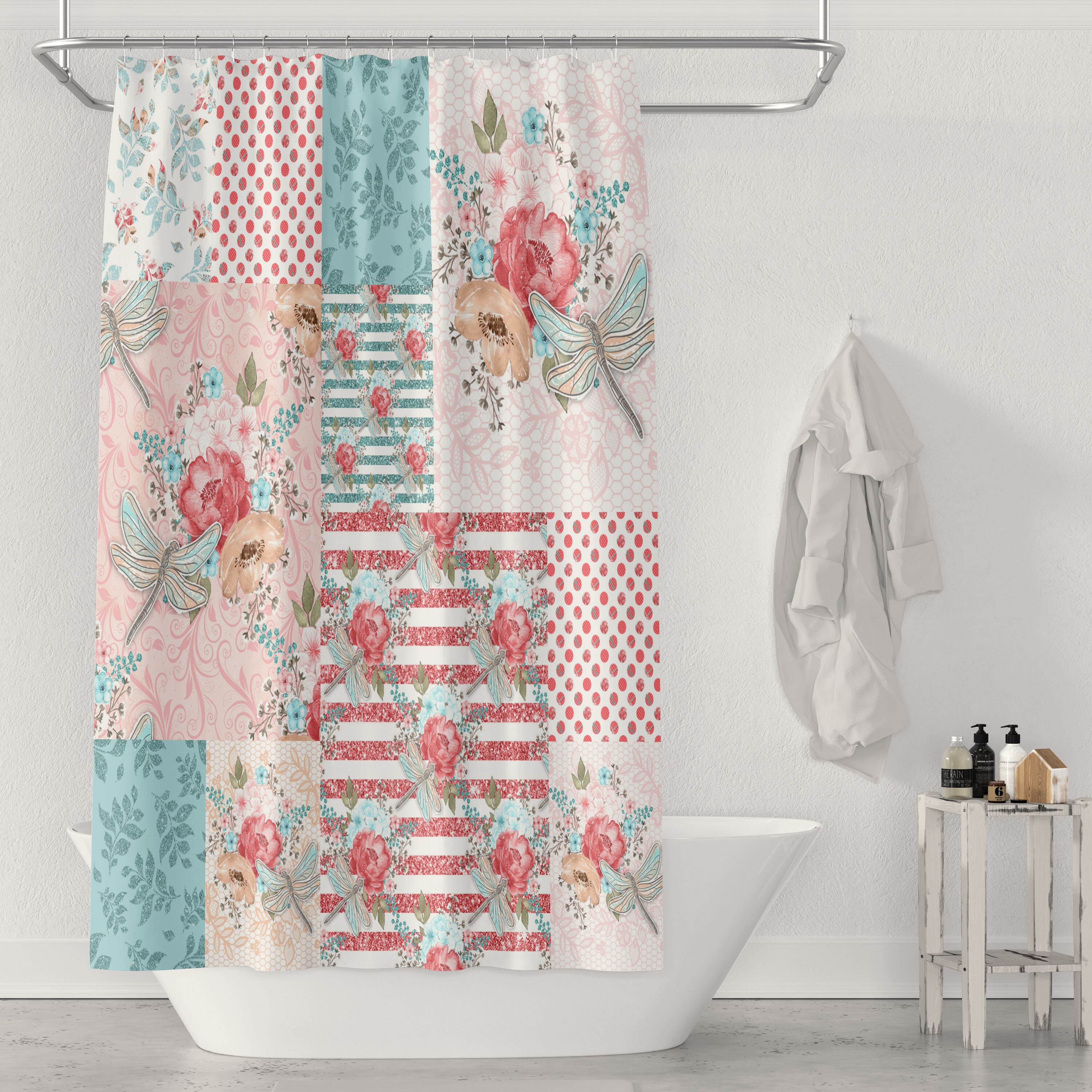 Darling Dragonfly Butterfly Shower Curtain Set with Optional Bath Mat and Towels for a Whimsical Bathroom Decor - Image 2