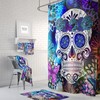 Day Of The Dead Sugar Skull Shower Curtain, Flowers and Butterflies Vintage Bathroom Decor