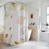 Decorative Abstract Art Shower Curtain, Peaceful & Neutral Warm Earth Colors, Leaves and Flowers Modern Contemporary Art
