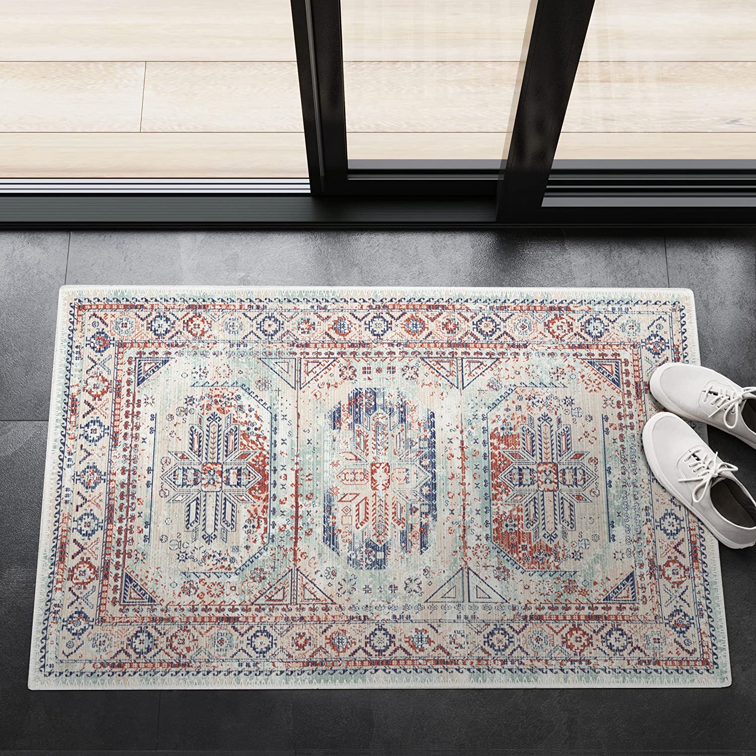 Decorative Black and White Vortex Area Rug - Creates a Mesmerizing 3D Illusion Effect - Image 2