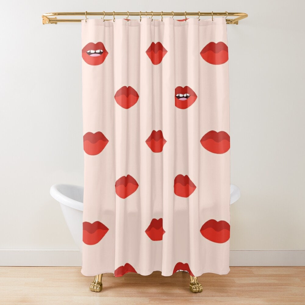 Decorative Lips Boho Shower Curtain with Abstract Pattern - Featuring Trendy and Eco-Friendly Design - Image 3
