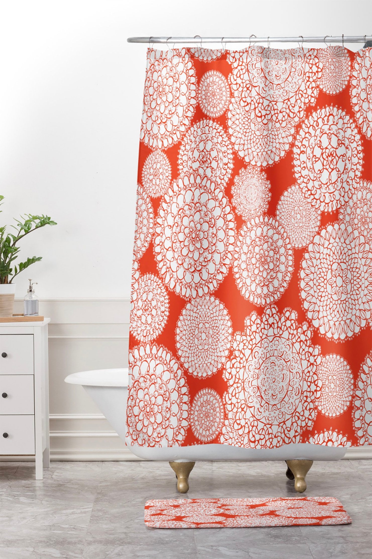 Delightful Doilies Saffron Design Brings a Bold Splash of Colors to Your Boho Bathroom