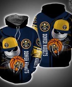 Denver Nuggets and Jack Skellington 3D Hoodie in All Over Print Design