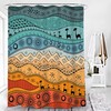 Desert Landscape Shower Curtain | Colorful Sun, Trees, Animals, Graphic Bath Curtain Housewarming Gift
